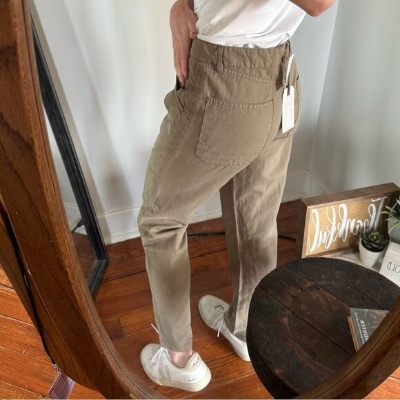 NWT Current/Elliott Women Sz 30 Linen Blend The Worker Straight Leg Cargo Pants - Picture 4 of 15